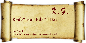 Krámer Füzike névjegykártya